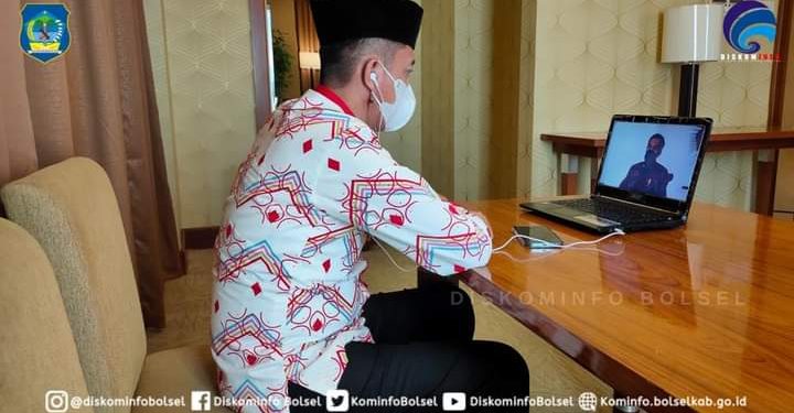 Bupati Bolsel Mengikuti Rakornas Dengan Presiden Secara Virtual