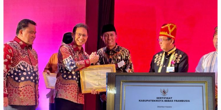 Hadiri NTBs, Bupati Iskandar Kamaru Terima Sertifikat Bolsel Bebas Frambusia dari Kemenkes-RI