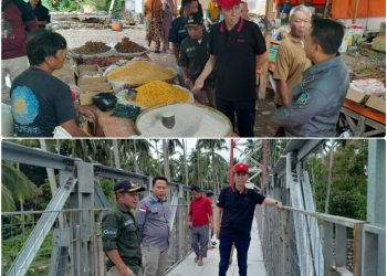 Isi Waktu Akhir Pekan, Bupati Iskandar Kamaru Sidak Harga Bapok dan Pembangunan Jembatan Gantung di Desa Pilolaahunga