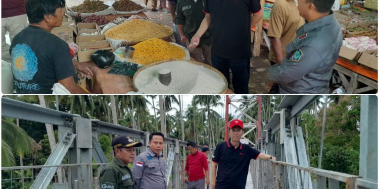 Isi Waktu Akhir Pekan, Bupati Iskandar Kamaru Sidak Harga Bapok dan Pembangunan Jembatan Gantung di Desa Pilolaahunga