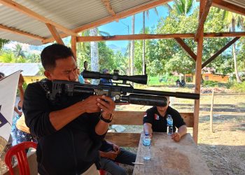 Kapolsek Sangkub, Ipda Douglas Tatontos Hadiri Peresmian Lapangan Tembak Perbakin Bolmut