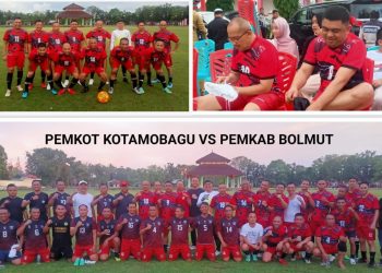 Asripan Nani Cetak 1 Gol Dilaga Persahabatan Pemkot Kotamobagu Vs Pemkab Bolmut