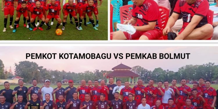 Asripan Nani Cetak 1 Gol Dilaga Persahabatan Pemkot Kotamobagu Vs Pemkab Bolmut