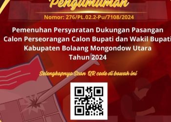 KPU Bolmut Umumkan Syarat Dukungan Pasangan Calon Perseorangan Pilkada 2024