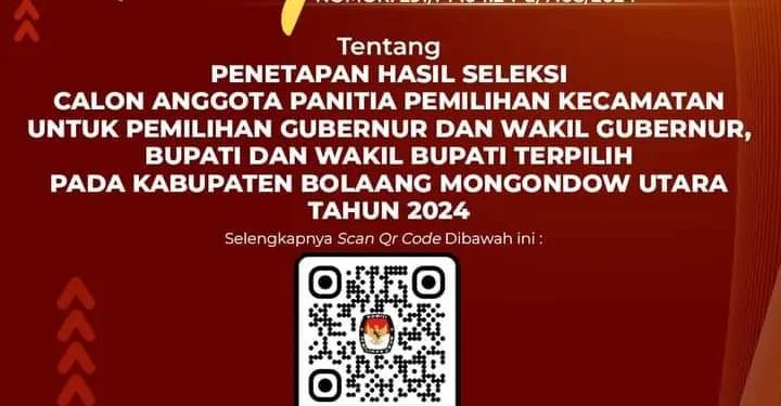 KPU Bolmut Umumkan Hasil Seleksi PPK Pilkada 2024, Berikut Daftar Namanya