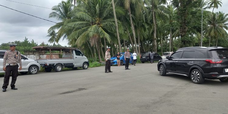Sukseskan Pelaksanaan Tabligh Akbar, Satlantas Polres Bolsel Lakukan Pengaturan Jalur Lalulintas