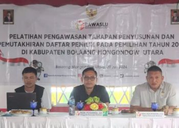 Bawaslu Bolmut Latih Panwascam Soal Pengawasan Tahapan Penyusunan dan Pemuktahiran Daftar Pemilih Pilkada 2024