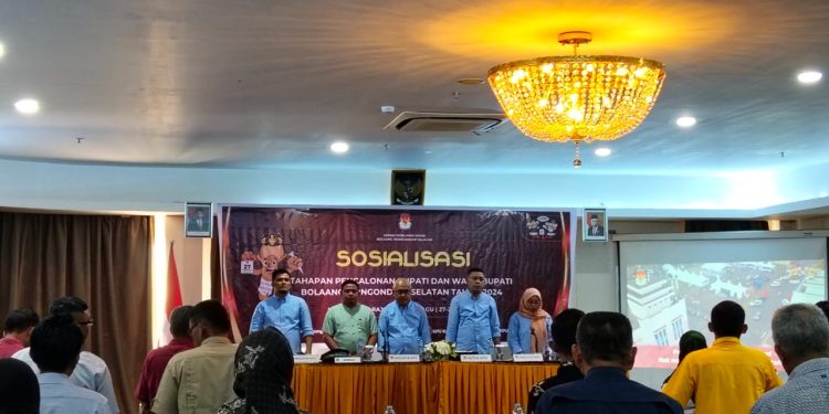 Diikuti Pengurus Parpol, KPU Bolsel Gelar Sosialisasi Tahapan Pencalonan Bupati dan Wabup 2024