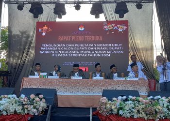 KPU Bolsel Gelar Pleno Terbuka Pengundian dan Penetapan Nomor Urut Paslon