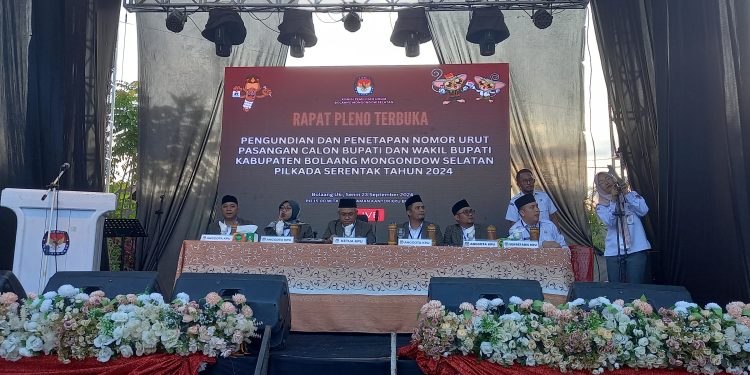KPU Bolsel Gelar Pleno Terbuka Pengundian dan Penetapan Nomor Urut Paslon