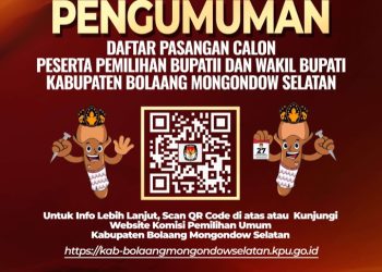 KPU Bolsel Umumkan Daftar dan Nomor Urut Paslon Bupati dan Wakil Bupati di Pilkada 2024