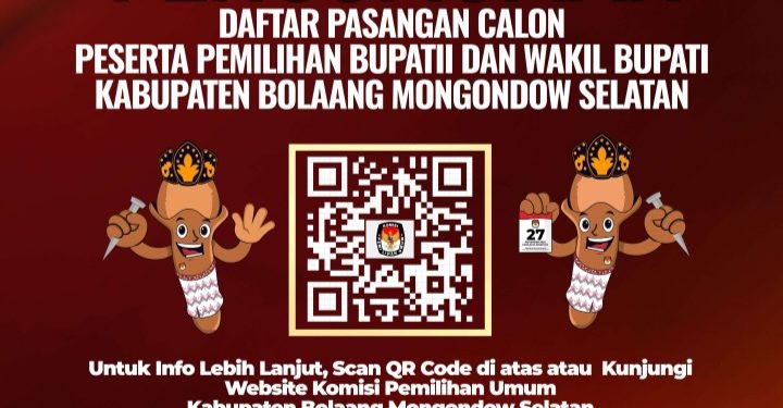 KPU Bolsel Umumkan Daftar dan Nomor Urut Paslon Bupati dan Wakil Bupati di Pilkada 2024