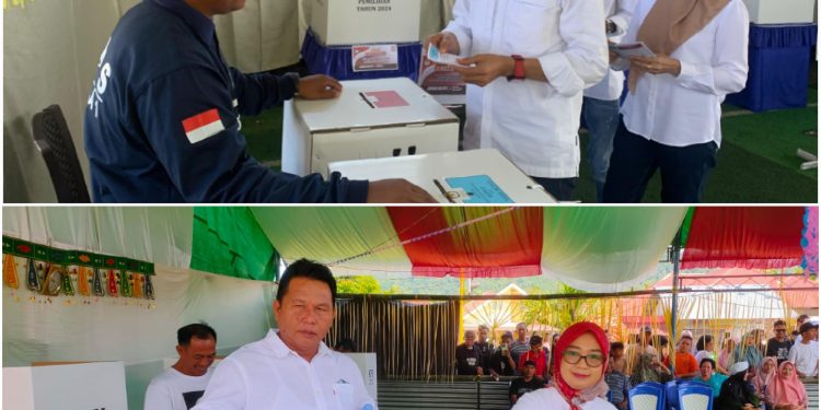 Didampingi Istri dan Kedua Putranya, Iskandar Kamaru Gunakan Hak Pilih di TPS 001 Momalia