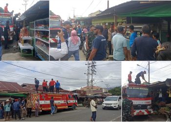 Bersama Warga Satpol-PP Bolmong Tertibkan Lapak Liar di Pasar Inobonto