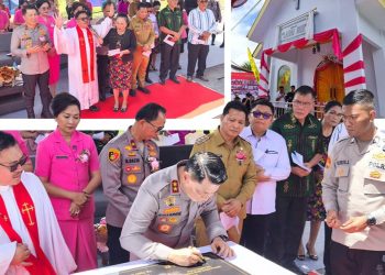 Dampingi Kapolda Sulut, Wabup Dony Hadiri Peresmian Gereja di Polres Bolmong