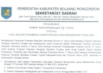 Berikut Nama-nama 36 Calon Paskibraka Bolmong Tahun 2025 yang Lulus Seleksi