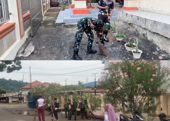 TNI-POLRI Kerja Bakti Bersih-bersih Rumah Ibadah di Bintauna