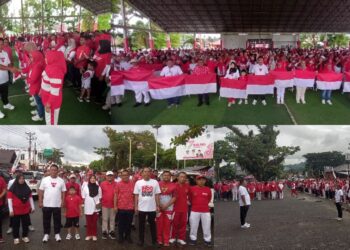 Jelang HUT ke-80 RI, Pemkab Bolsel Gelar Jalan Sehat dan Bagikan Ribuan Bendera Merah Putih