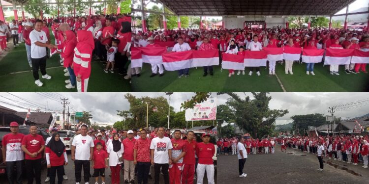 Jelang HUT ke-80 RI, Pemkab Bolsel Gelar Jalan Sehat dan Bagikan Ribuan Bendera Merah Putih