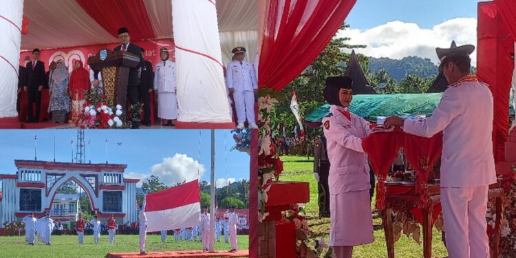 Dipimpin oleh Bupati, Upacara Peringatan HUT ke-80 RI Berjalan Khidmat