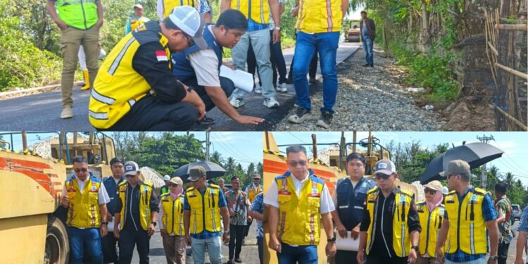 Bupati Bersama Kadis PUTR Bolmut Tinjau Proyek Infrastruktur Jalan di Kecamatan Pinogaluman