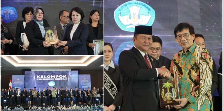 Didampingi Kepala Disdikbud, Wabup Bolsel Terima 10 Penghargaan dalam Anugerah Mapalus Pendidikan 2025